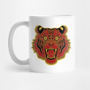 Red and Gold Traditional Tiger Face Mug